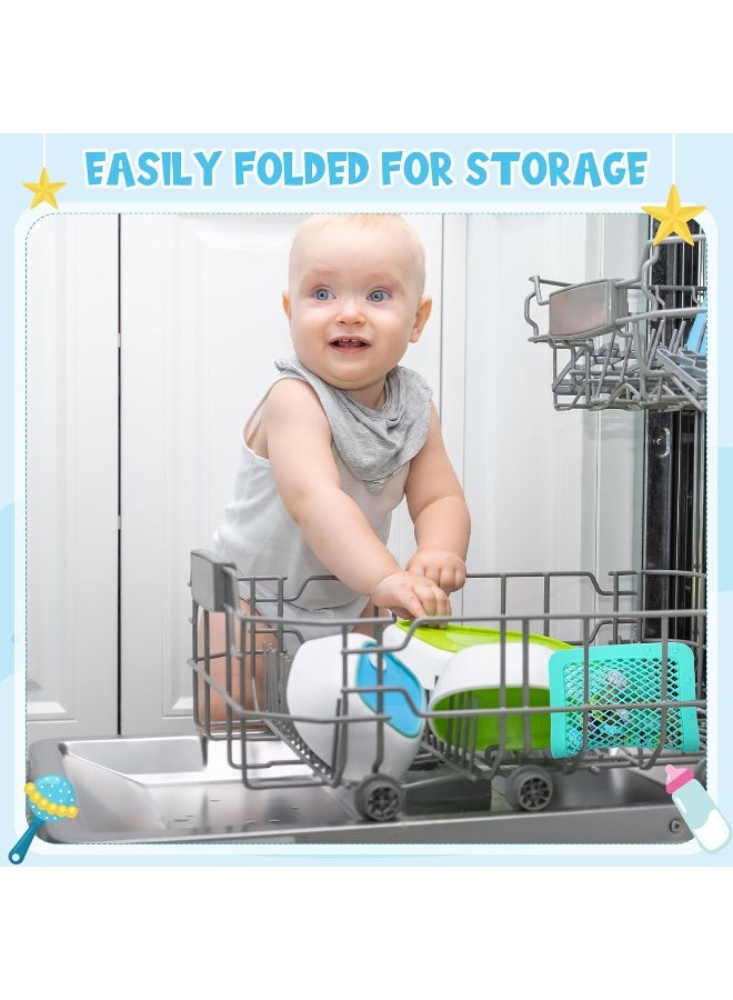 Maxcheck 2 Pcs Silicone Dishwasher Bag Large Baby Bottles Dishwasher Bag Silicone Dishwasher Bag for Small Items Bottle Nipples Breast Pump Accessories Pacifier Toy Parts (Blue, Green) - Image 4